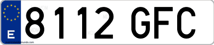 Ejemplo de matrícula de coche ordinaria 8112 GFC