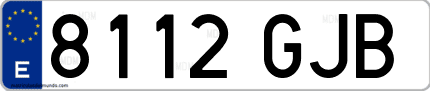 Ejemplo de matrícula de coche ordinaria 8112 GJB
