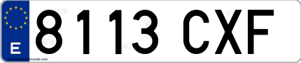 Ejemplo de matrícula de coche ordinaria 8113 CXF