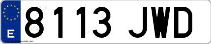 Ejemplo de matrícula española 8113 JWD