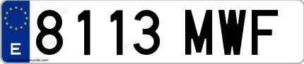 Ejemplo de matrícula española 8113 MWF