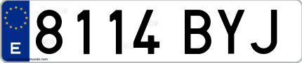 Ejemplo de matrícula de coche ordinaria 8114 BYJ