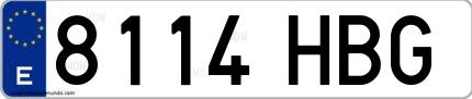 Ejemplo de matrícula española 8114 HBG
