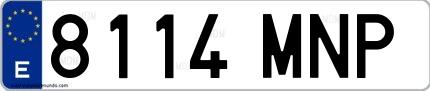 Ejemplo de matrícula española 8114 MNP
