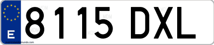 Ejemplo de matrícula de coche ordinaria 8115 DXL