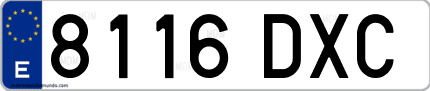 Ejemplo de matrícula de coche ordinaria 8116 DXC