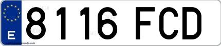 Ejemplo de matrícula española 8116 FCD