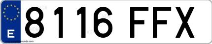 Ejemplo de matrícula española 8116 FFX
