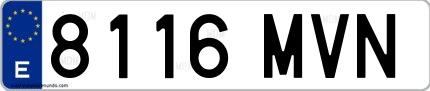 Ejemplo de matrícula española 8116 MVN