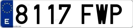 Ejemplo de matrícula española 8117 FWP