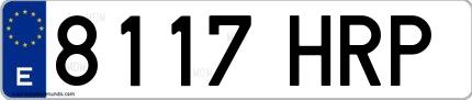 Ejemplo de matrícula española 8117 HRP