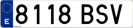Ejemplo de matrícula de coche ordinaria 8118 BSV