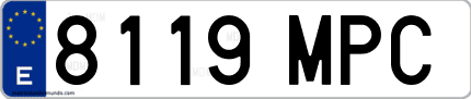 Ejemplo de matrícula de coche ordinaria 8119 MPC