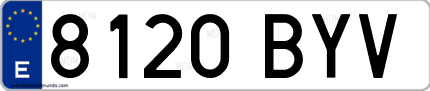 Ejemplo de matrícula de coche ordinaria 8120 BYV