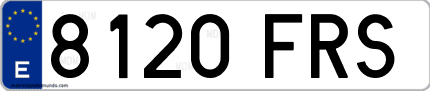 Ejemplo de matrícula de coche ordinaria 8120 FRS