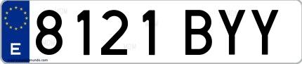 Ejemplo de matrícula española 8121 BYY