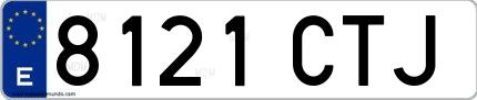 Ejemplo de matrícula española 8121 CTJ