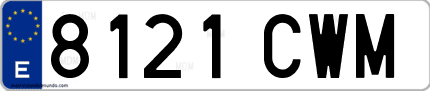 Ejemplo de matrícula de coche ordinaria 8121 CWM
