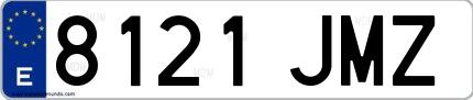 Ejemplo de matrícula española 8121 JMZ