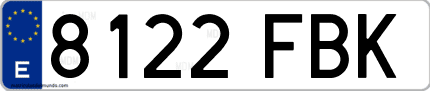 Ejemplo de matrícula de coche ordinaria 8122 FBK