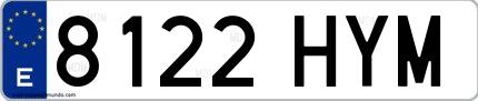 Ejemplo de matrícula española 8122 HYM
