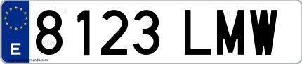 Ejemplo de matrícula española 8123 LMW