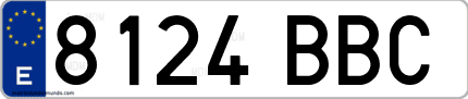 Ejemplo de matrícula de coche ordinaria 8124 BBC