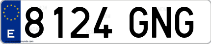 Ejemplo de matrícula de coche ordinaria 8124 GNG