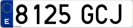 Ejemplo de matrícula de coche ordinaria 8125 GCJ