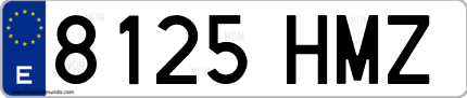 Ejemplo de matrícula de coche ordinaria 8125 HMZ