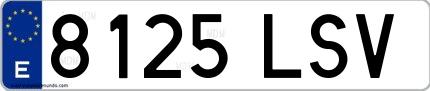 Ejemplo de matrícula española 8125 LSV