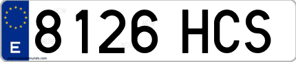 Ejemplo de matrícula de coche ordinaria 8126 HCS