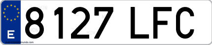 Ejemplo de matrícula de coche ordinaria 8127 LFC