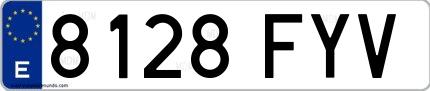 Ejemplo de matrícula española 8128 FYV