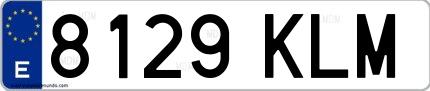 Ejemplo de matrícula española 8129 KLM