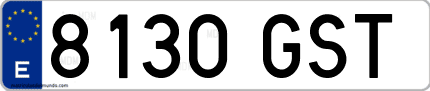 Ejemplo de matrícula de coche ordinaria 8130 GST