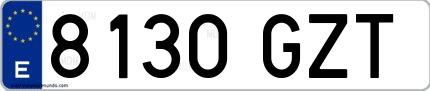 Ejemplo de matrícula española 8130 GZT