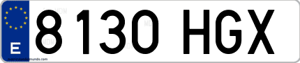 Ejemplo de matrícula de coche ordinaria 8130 HGX
