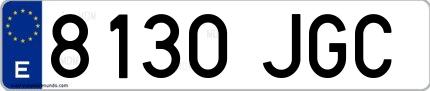 Ejemplo de matrícula española 8130 JGC