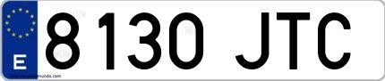 Ejemplo de matrícula española 8130 JTC