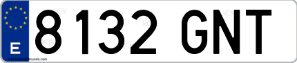 Ejemplo de matrícula de coche ordinaria 8132 GNT