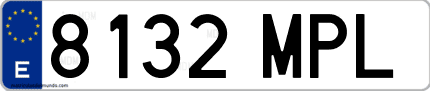 Ejemplo de matrícula de coche ordinaria 8132 MPL