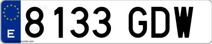 Ejemplo de matrícula española 8133 GDW