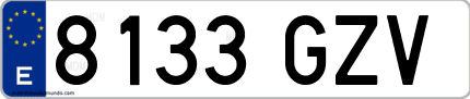 Ejemplo de matrícula de coche ordinaria 8133 GZV