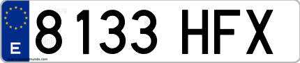 Ejemplo de matrícula de coche ordinaria 8133 HFX