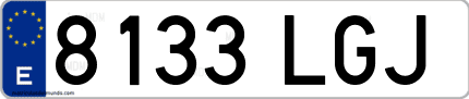 Ejemplo de matrícula de coche ordinaria 8133 LGJ