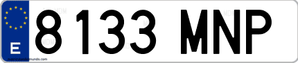 Ejemplo de matrícula de coche ordinaria 8133 MNP