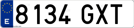Ejemplo de matrícula de coche ordinaria 8134 GXT