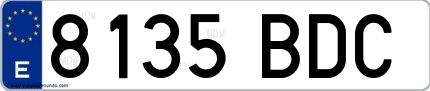 Ejemplo de matrícula española 8135 BDC