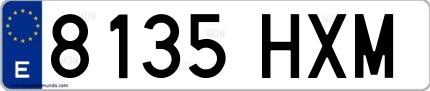 Ejemplo de matrícula de coche ordinaria 8135 HXM
